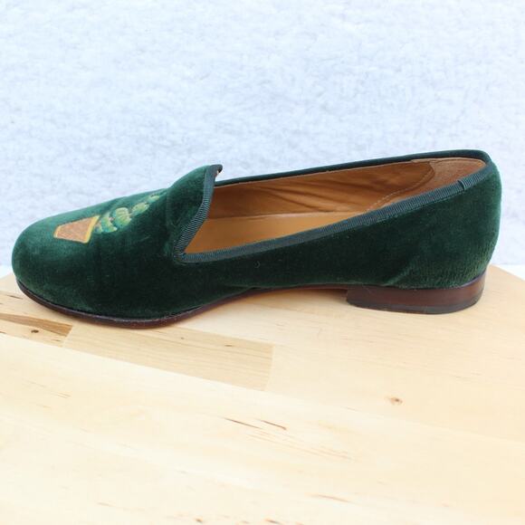 Stubbs Wootton Loafer Womens 6 Green Velvet Embroidered Slip On Comfort Shoe - Picture 12 of 12